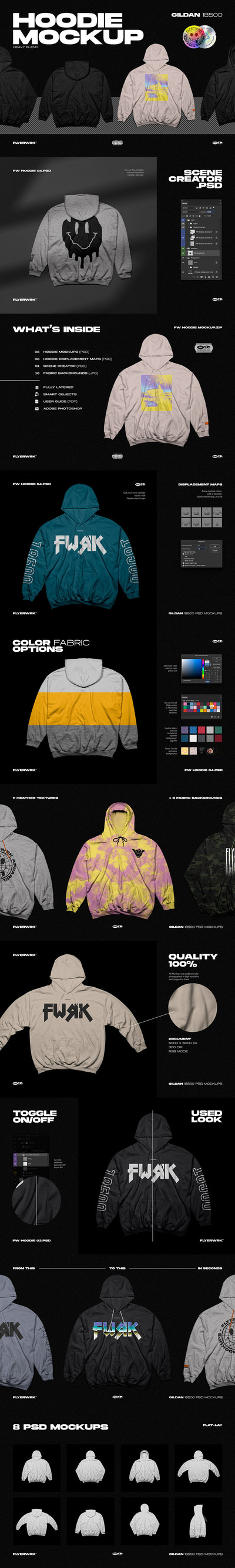 运动连帽衫款式设计样机 (psd)