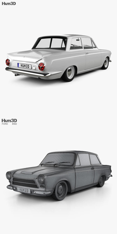 莲花 Lotus Cortina 3D Model o93616经典复古汽车3D模型下载 (FBX,OBJ,MAX)