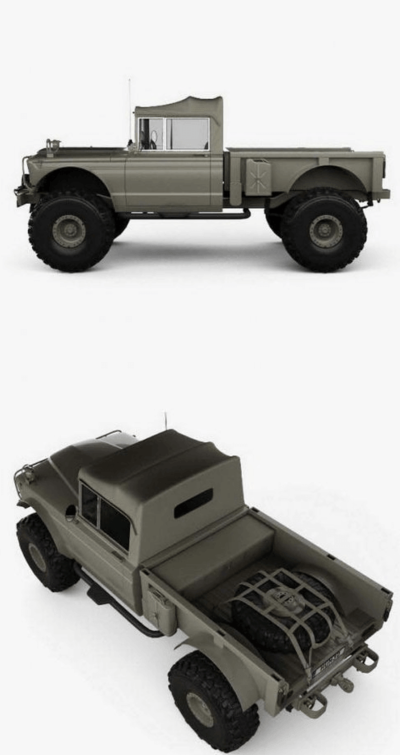 吉普Jeep Kaiser M715 Olive Drab Ogre 1967 3D经典越野车模型下载 (FBX,OBJ,MAX)