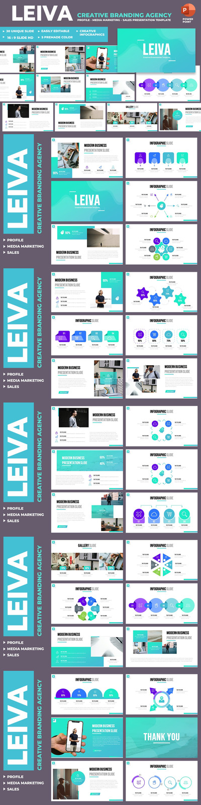 Leiva - 创意品牌机构PPT演示模板(PPTX)