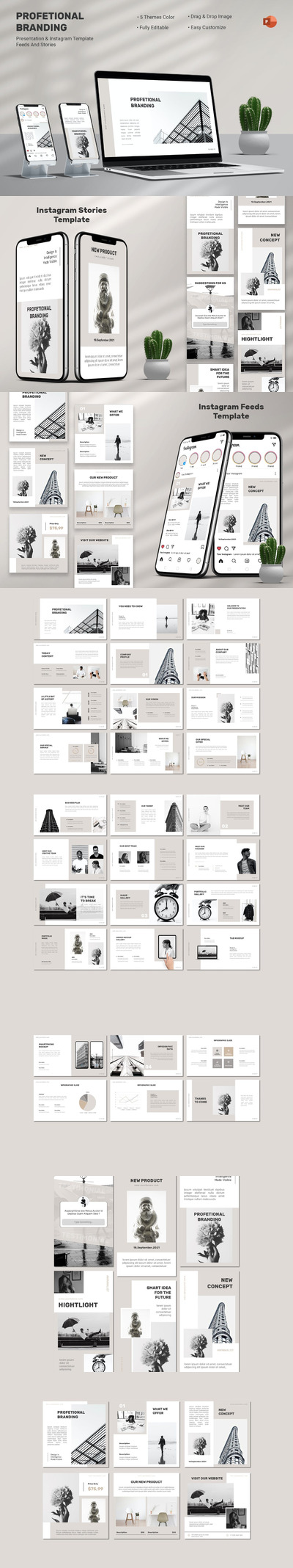 品牌演示与社交媒体模板 (PPTX)