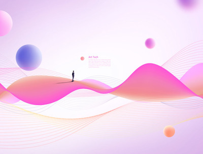 柔和渐变曲线波浪背景素材 (psd)