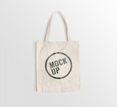 逼真的白色帆布袋Logo设计样机[psd]