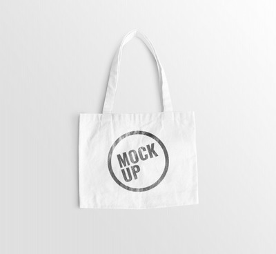 逼真的白色手提袋Logo设计样机[psd]