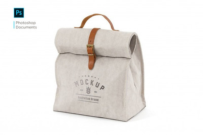 织物手提包标志设计样机模板[psd]