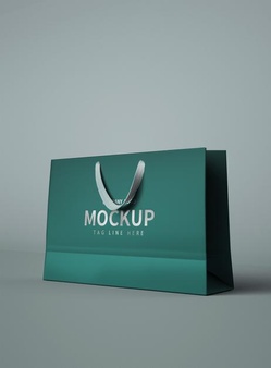 银色徽标展示礼品袋特写样机[psd]