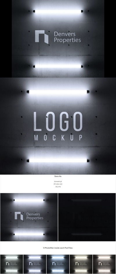 灯管照射Logo展示模型(PSD)