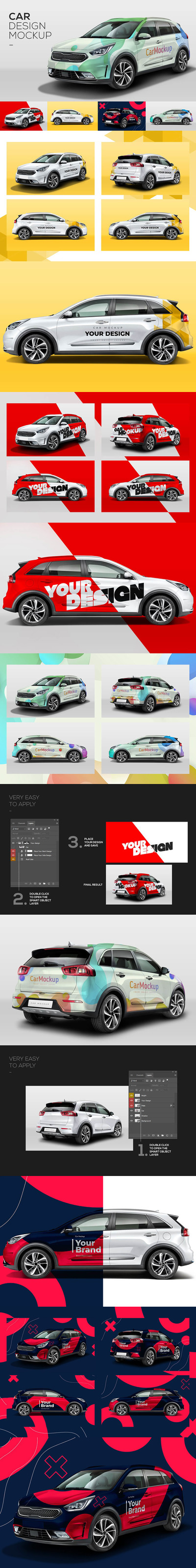 SUV汽车广告设计展示样机 (psd)