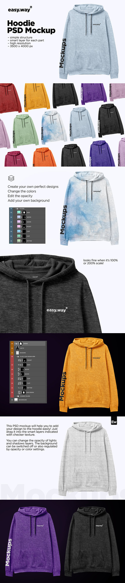 连帽衫设计前视图样机 (psd)