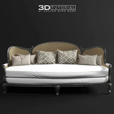 经典时尚款藤编织的沙发3D模型下载（max）