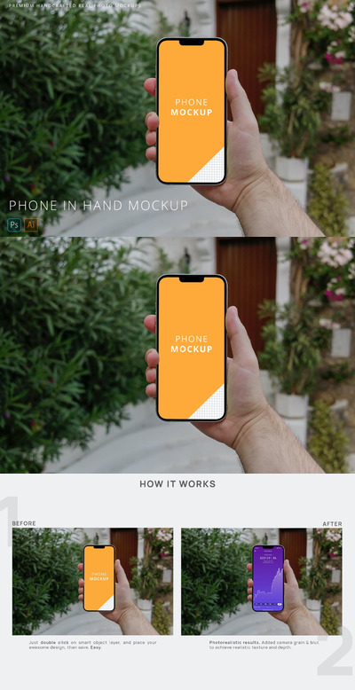 iPhone 13 Pro Max自然手机产品展示模型(PSD,PDF)