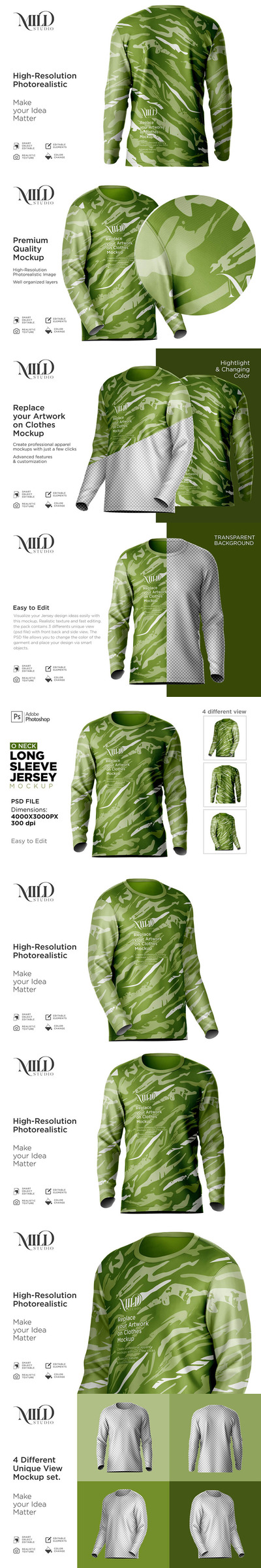 长袖球衣样机套装 (psd)