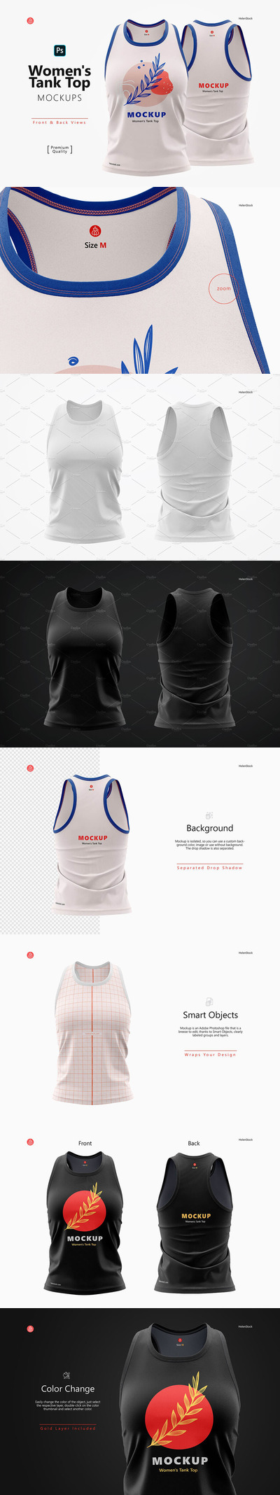 女式背心服装设计样机 (psd)