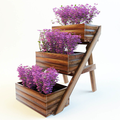 木架上的紫色花丛3D模型（FBX,MAX）