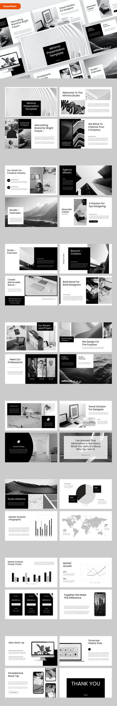 时尚高端简约优雅商业商务质感powerpoint幻灯片演示模板（pptx）