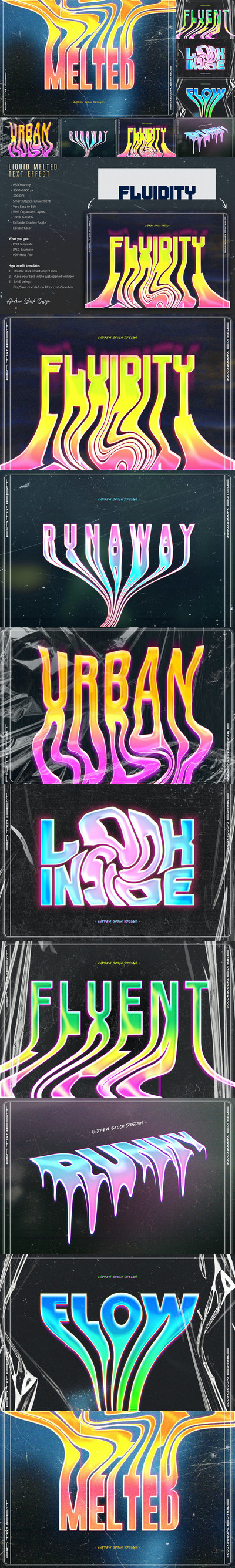 高品质的液体流体文字融化效果图层样式-psd