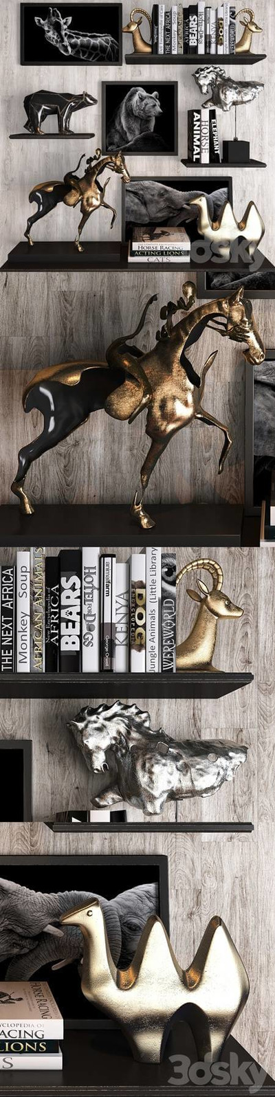 动物主题工艺品和装饰画组合3D模型（MAX）
