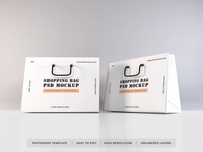 逼真的购物袋品牌展示样机[psd]