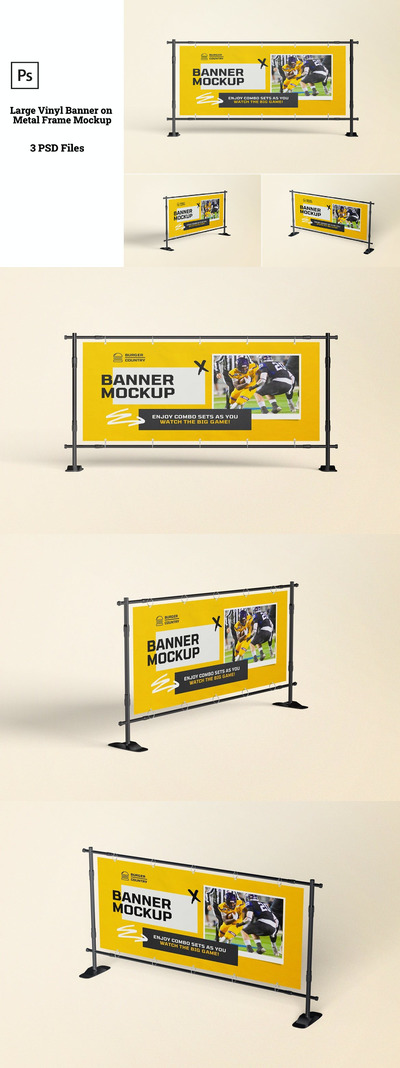 金属框架广告横幅样机(PSD,PDF)