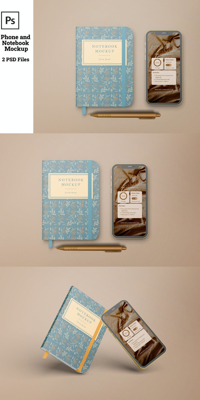 笔记本与手机展示样机(PSD,PDF)