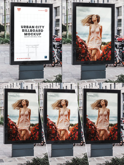 城市立体街道广告牌样机06 (PSD)