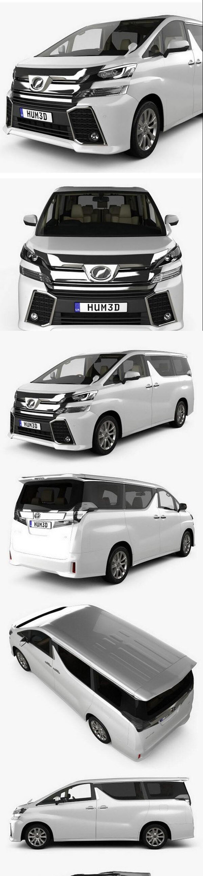 丰田埃尔法Vellfire Aero with HQ interior 2015 MVP商务汽车3D模型下载 (MAX,3DS,FBX,OBJ,C4D,LWO,TEX)