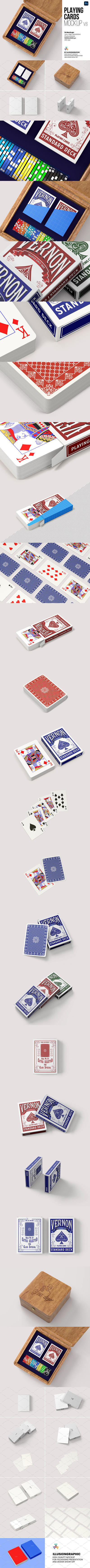 多角度展示扑克牌样机 (psd)