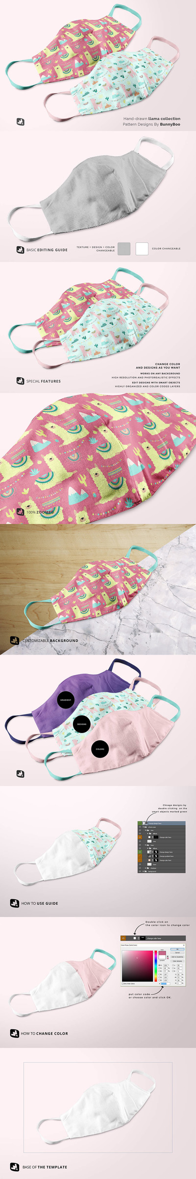 棉质口罩图案设计样机 (psd)