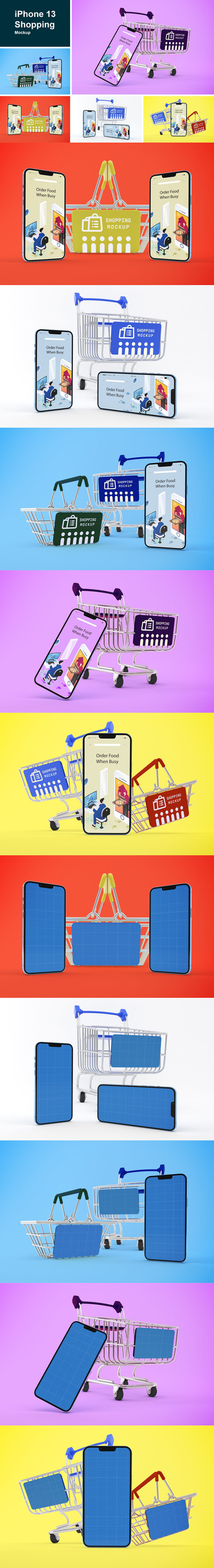 iPhone 13购物主题展示样机(PSD)