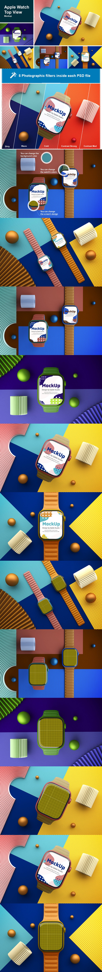 苹果手表俯视图产品展示样机(PSD)