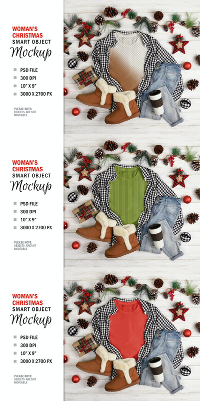 圣诞节场景T恤衬衫模型 (PSD)