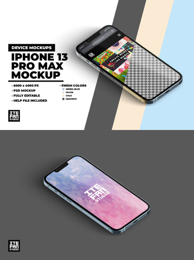 高端iPhone 13 Pro Max手机设备模型(PSD)