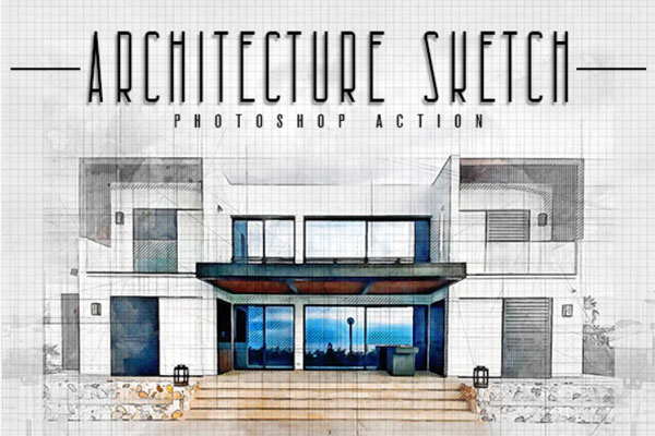 建筑素描水彩照片效果PS动作 (atn)