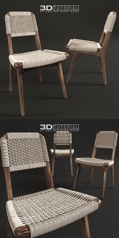 复古竹编制椅3D模型下载 (Max)
