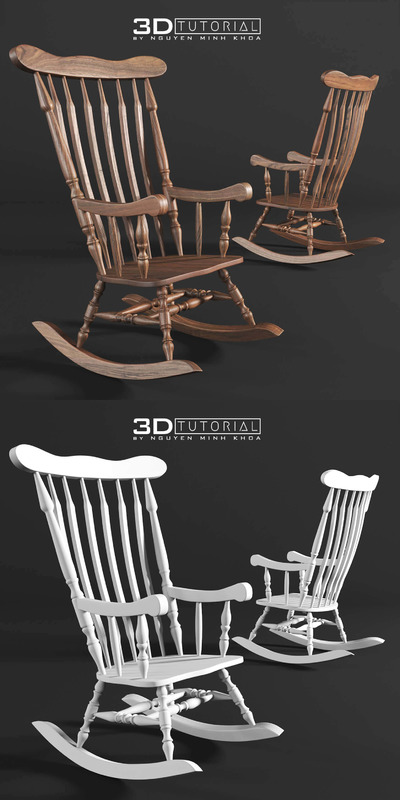 复古木质摇摇椅3D模型下载 (Max)