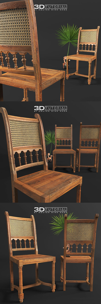 复古木质+编制椅子3D模型下载 (Max)