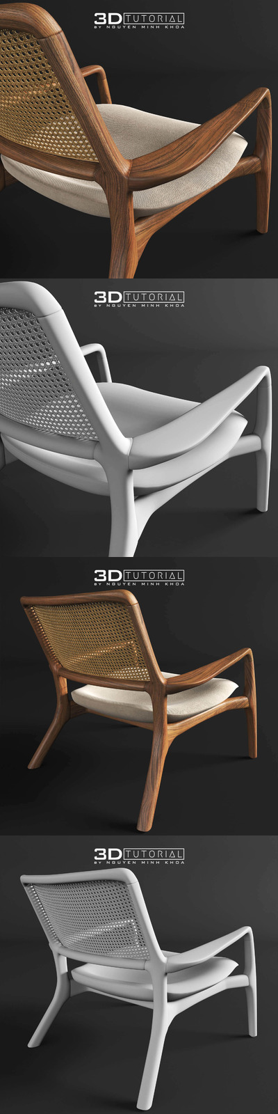 复古带垫子的餐椅3D模型下载 (Max)