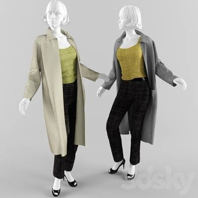 衣服模特上的女装3D模型（FBX,MAX）
