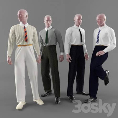 衣服模特上的经典男装3D模型（FBX,MAX）