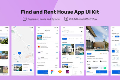 房屋租赁软件UI工具包(FIG,SKETCH,XD)
