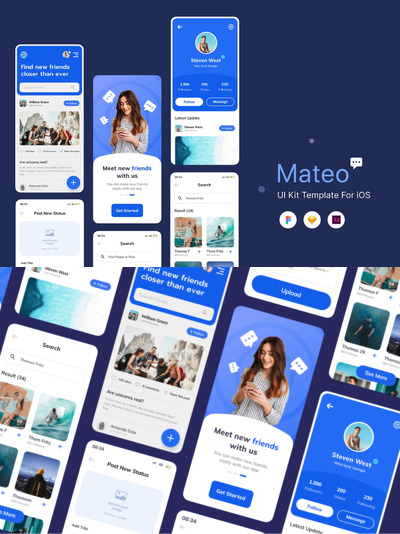 Mateo - 社交UI应用概念APP模板 (FIG,SKETCH,XD)