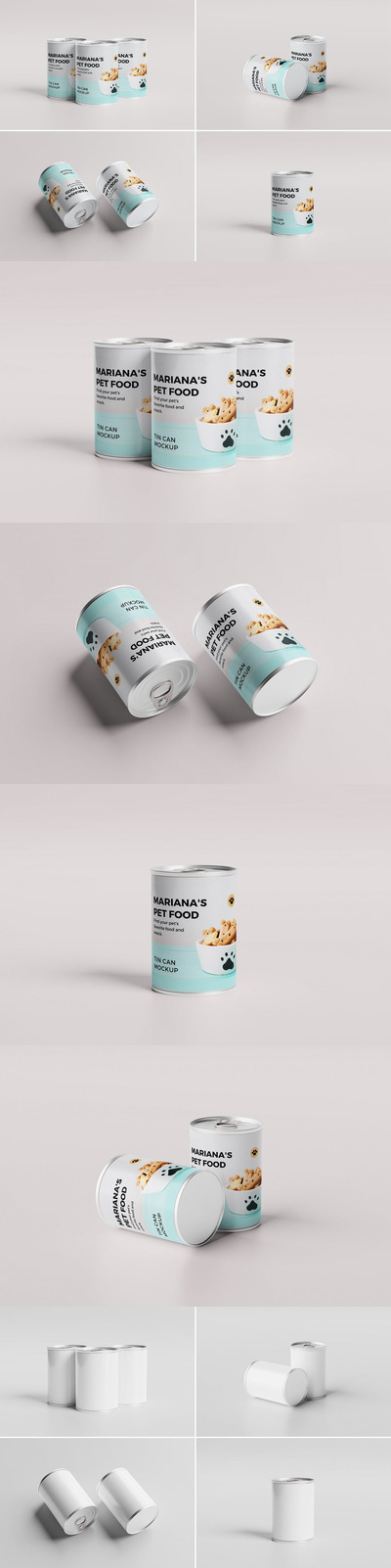 高品质的宠物食品罐头包装设计VI设计样机展示模型mockups