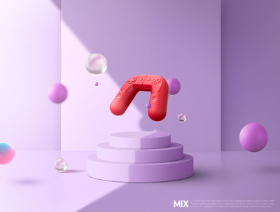 圆形舞台游戏手柄产品广告海报素材 (psd)