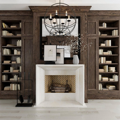 壁炉和书架及装饰组合3D模型（FBX,MAX）