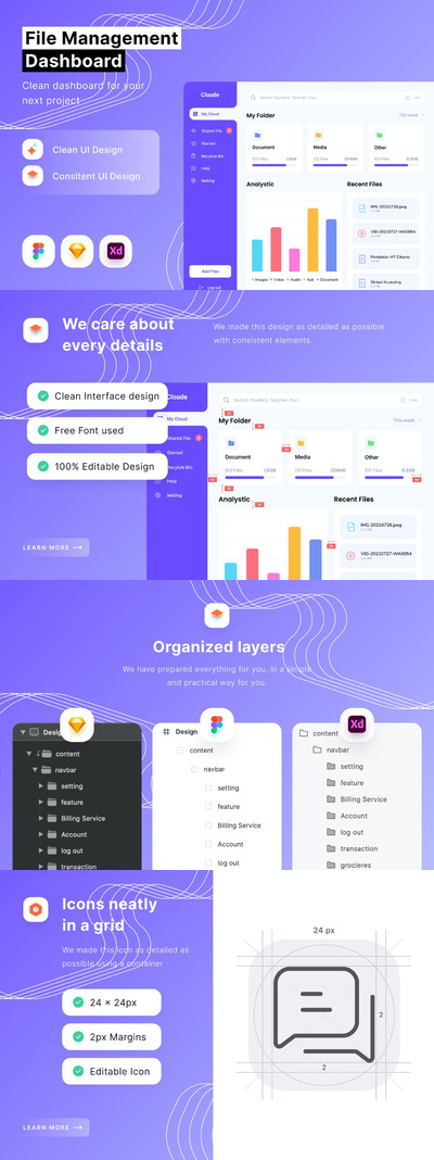 文件管理网页UI模板(FIG,SKETCH,XD)