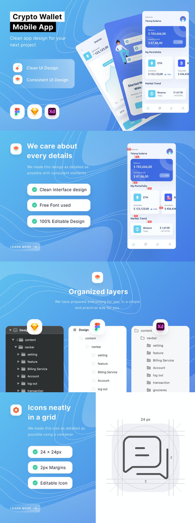 数字钱包移动应用程序模板(FIG,SKETCH,XD)