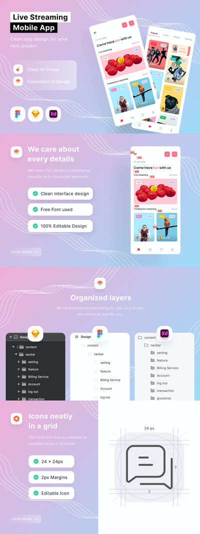 手机自媒体直播软件 (FIG,SKETCH,XD)