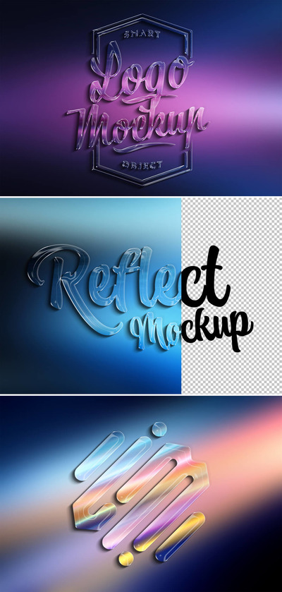 3D光泽效果和渐变的徽标Logo样机 (psd)