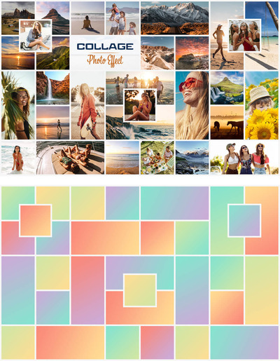 照片拼贴框架效果样机 (psd)
