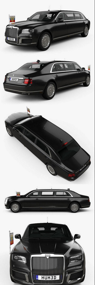Aurus Senat Presidential Limousine 2018 总统豪华轿车3D模型下载 (MAX,3DS,FBX,OBJ,C4D,LWO,TEX)